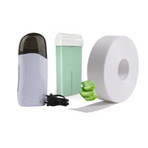 Zestaw startowy do depilacji roll-on podgrzewacz 65W wosk aloesowy 100 ml paski 100 m – komplet do depilacji