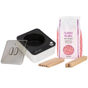 Zestaw startowy do depilacji woskiem twardym różowym 800 g podgrzewacz LoveWax 100W szpatułki 3x100 szt. – komplet